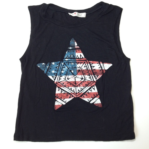 *3/$15* It Closet LA Patriotic Star Crop Tank - Picture 1 of 4